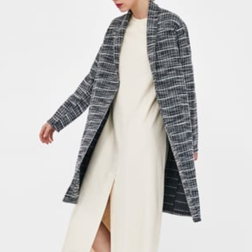 Zara textured weave coat cardigan
